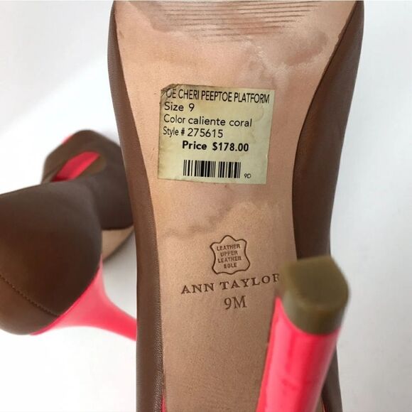 Ann Taylor Cherie Peep Toe Platform Heels Pumps - Caliente Coral - Picture 10 of 10